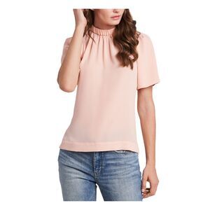 NWT RILEY&RAE Womens Pink Short Sleeve Mock Neck Wear To Work Blouse XXL